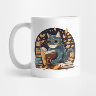 Funny Cat Coffee Reading Book , Catpuccino - Love Cats Mug